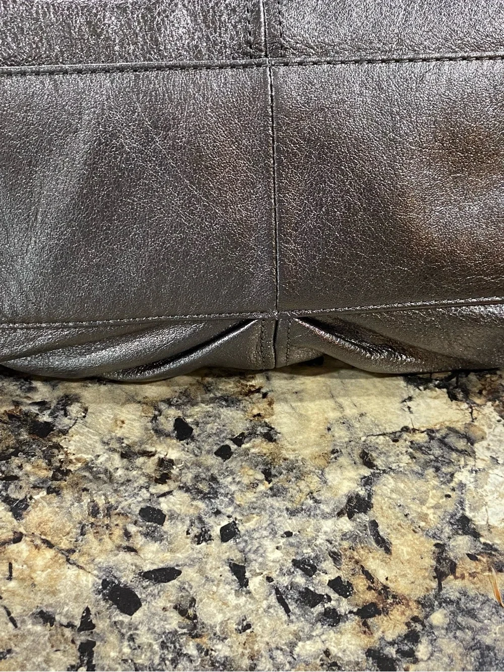 B.Makowsky Pewter Leather Large Tote Studded Purse Bag Animal Print Inside